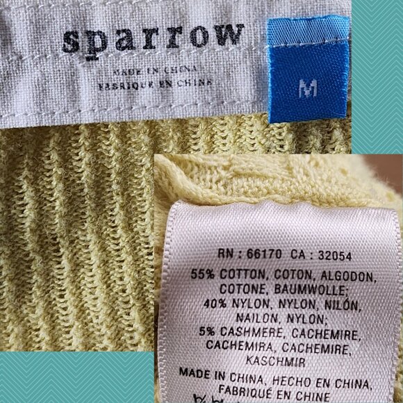 Sparrow Yellow Lightweight Cable Knit Cotton Cashmere Wrap Cardigan - Picture 5 of 5